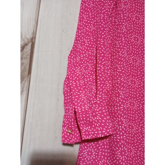 CeCe Blouse Womens XS Long Sleeve Button Front Geometric Print‎ Lightweight Top - Picture 3 of 7